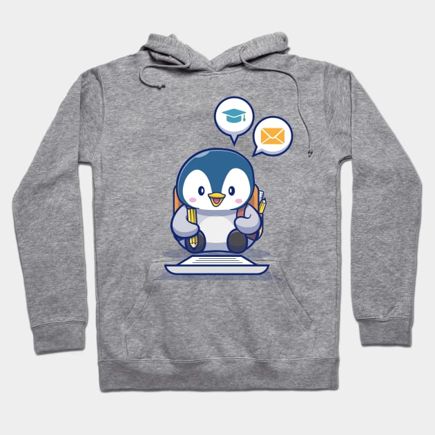 Cute Penguin Write On Paper With Pencil Hoodie by Catalyst Labs